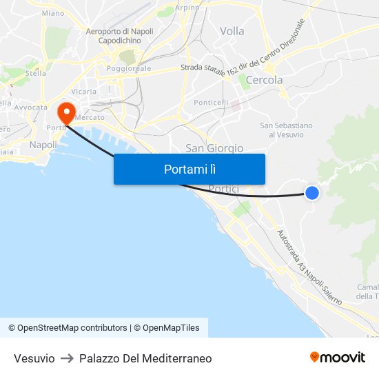 Vesuvio to Palazzo Del Mediterraneo map