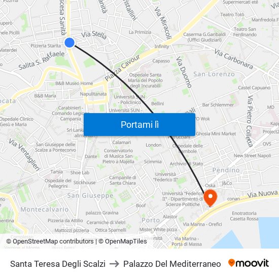 Santa Teresa Degli Scalzi to Palazzo Del Mediterraneo map