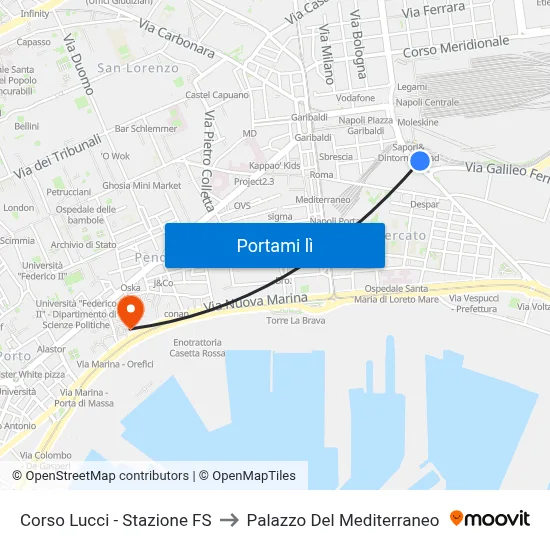 Corso Lucci - Stazione FS to Palazzo Del Mediterraneo map