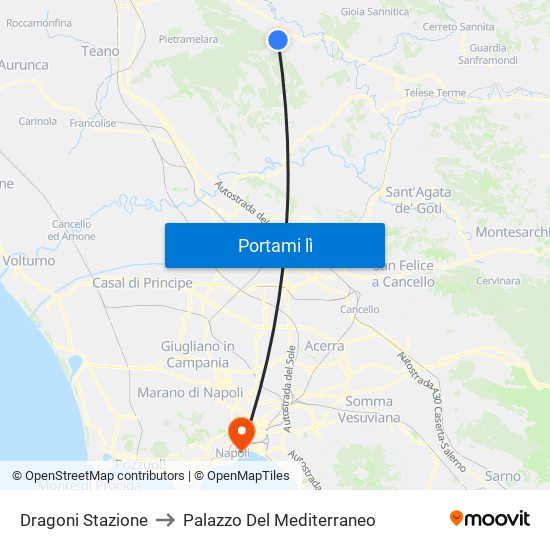 Dragoni Stazione to Palazzo Del Mediterraneo map