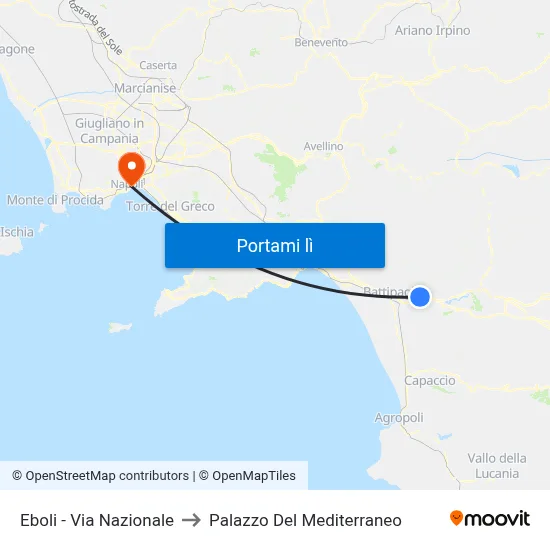 Eboli - Via Nazionale to Palazzo Del Mediterraneo map