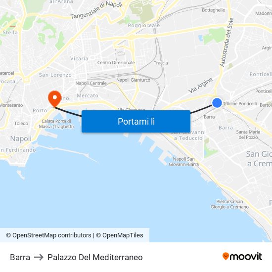 Barra to Palazzo Del Mediterraneo map