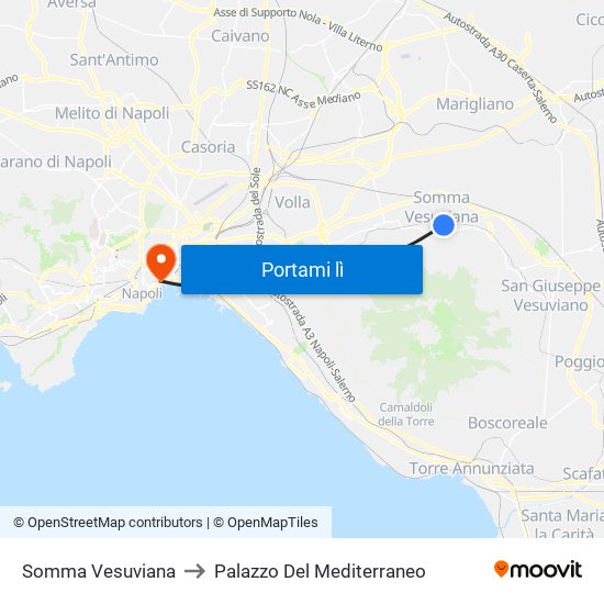 Somma Vesuviana to Palazzo Del Mediterraneo map