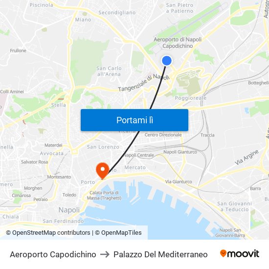 Aeroporto Capodichino to Palazzo Del Mediterraneo map