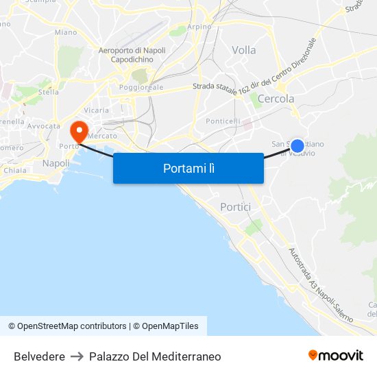 Belvedere to Palazzo Del Mediterraneo map