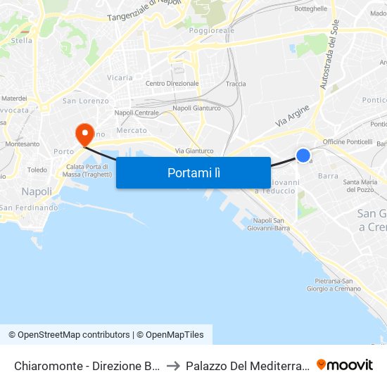 Chiaromonte - Direzione Barra to Palazzo Del Mediterraneo map