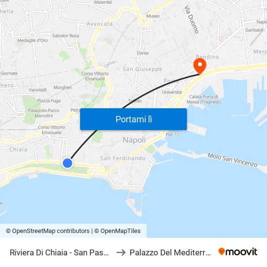 Riviera Di Chiaia - San Pasquale to Palazzo Del Mediterraneo map