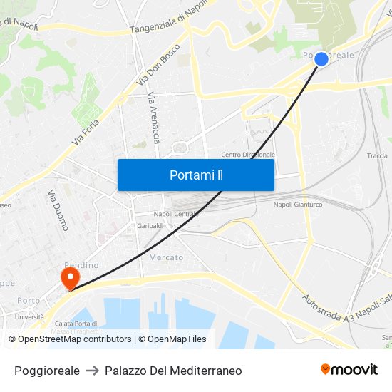 Poggioreale to Palazzo Del Mediterraneo map