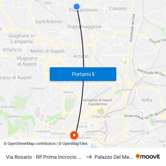 Via Rosario - Rif Prima Incrocio S.P. Aversa-Caivano to Palazzo Del Mediterraneo map