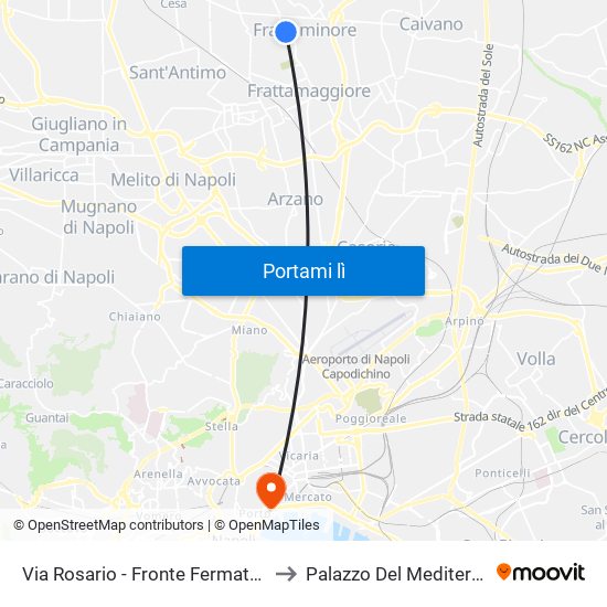 Via Rosario - Fronte Fermata 5622 to Palazzo Del Mediterraneo map