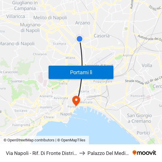 Via Napoli - Rif. Di Fronte Distributore Esso to Palazzo Del Mediterraneo map