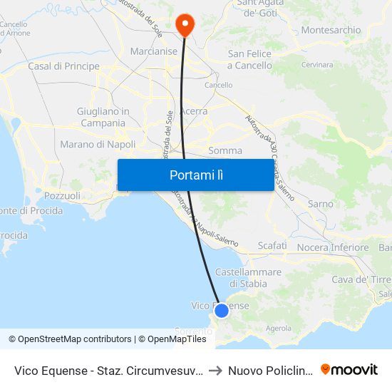 Vico Equense - Staz. Circumvesuviana to Nuovo Policlinico map