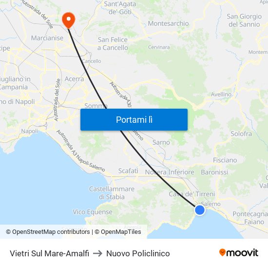 Vietri Sul Mare-Amalfi to Nuovo Policlinico map