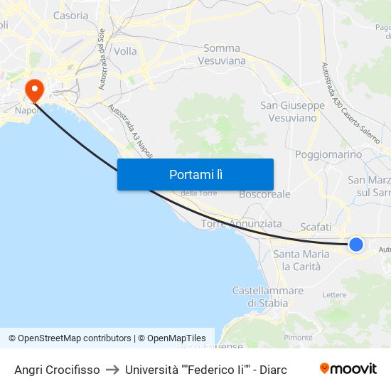 Angri Crocifisso to Università ""Federico Ii"" - Diarc map