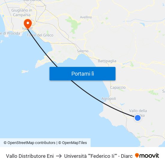 Vallo Distributore Eni to Università ""Federico Ii"" - Diarc map