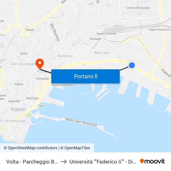 Volta - Parcheggio Brin to Università ""Federico Ii"" - Diarc map