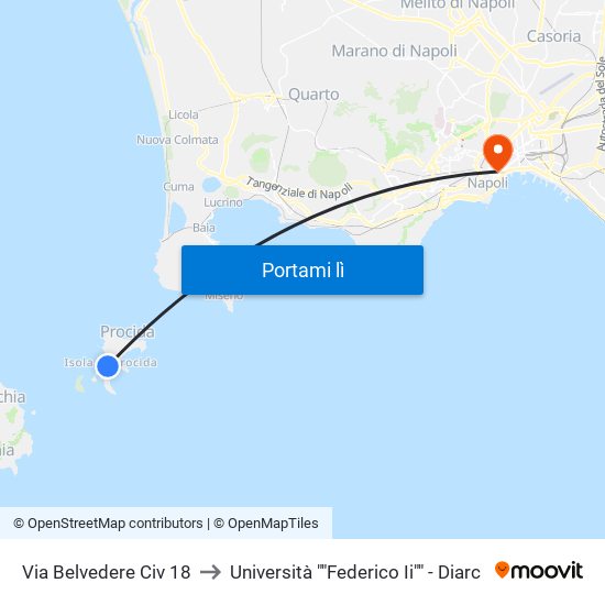 Via Belvedere Civ  18 to Università ""Federico Ii"" - Diarc map