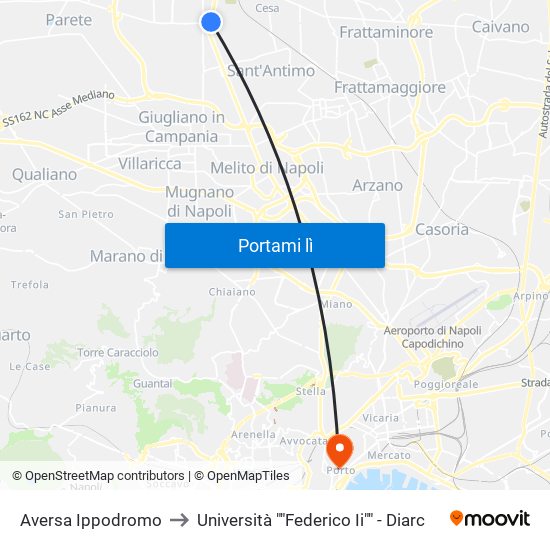 Aversa Ippodromo to Università ""Federico Ii"" - Diarc map