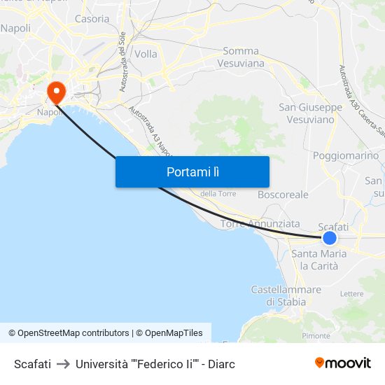 Scafati to Università ""Federico Ii"" - Diarc map