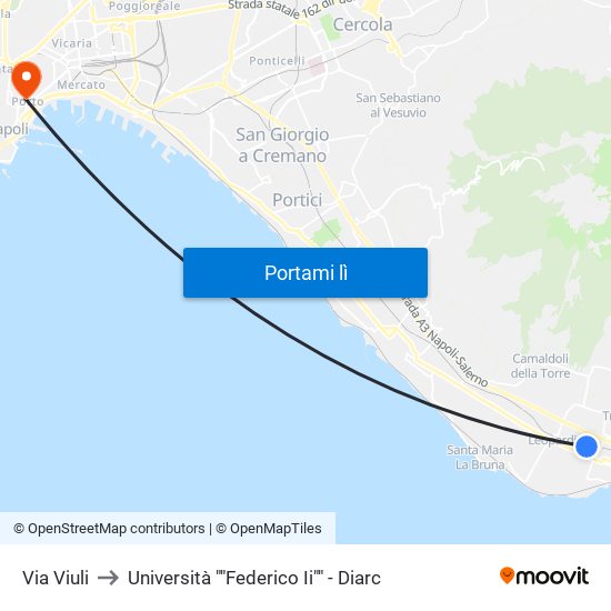 Via Viuli to Università ""Federico Ii"" - Diarc map