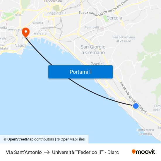 Via Sant'Antonio to Università ""Federico Ii"" - Diarc map