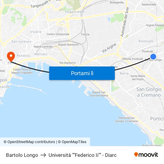 Bartolo Longo to Università ""Federico Ii"" - Diarc map