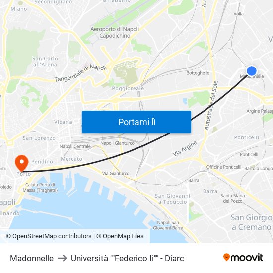 Madonnelle to Università ""Federico Ii"" - Diarc map