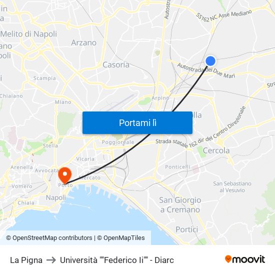 La Pigna to Università ""Federico Ii"" - Diarc map