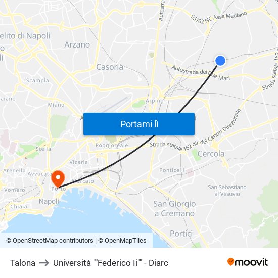 Talona to Università ""Federico Ii"" - Diarc map