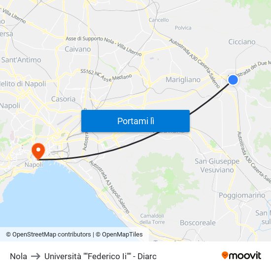 Nola to Università ""Federico Ii"" - Diarc map
