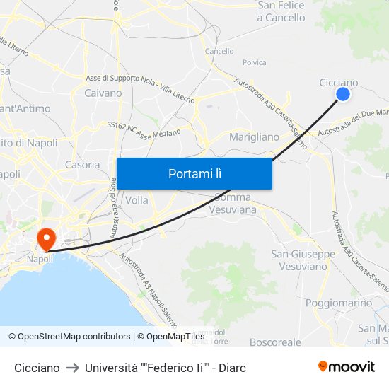 Cicciano to Università ""Federico Ii"" - Diarc map