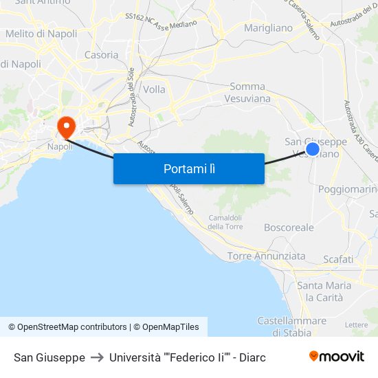 San Giuseppe to Università ""Federico Ii"" - Diarc map