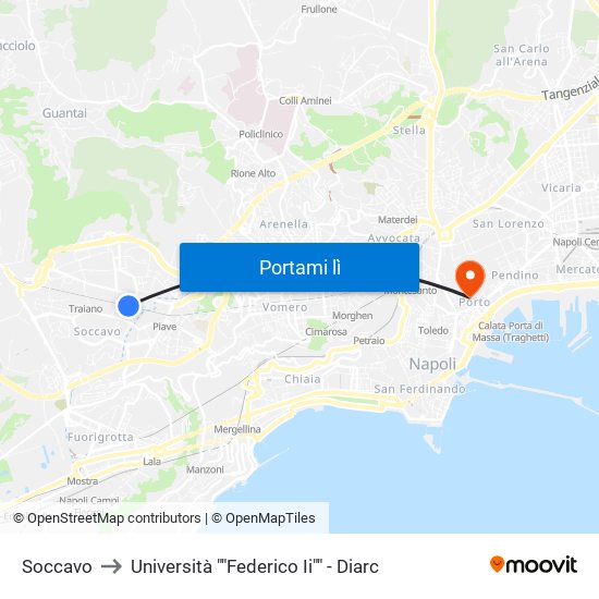 Soccavo to Università ""Federico Ii"" - Diarc map