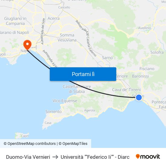 Duomo-Via Vernieri to Università ""Federico Ii"" - Diarc map
