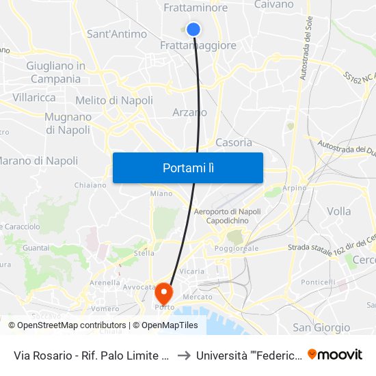 Via Rosario - Rif. Palo Limite Velocità 30 Kmh to Università ""Federico Ii"" - Diarc map