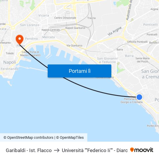 Garibaldi - Ist. Flacco to Università ""Federico Ii"" - Diarc map