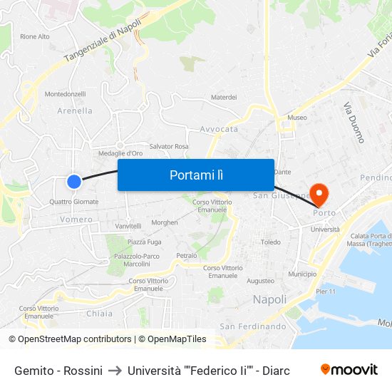 Gemito - Rossini to Università ""Federico Ii"" - Diarc map