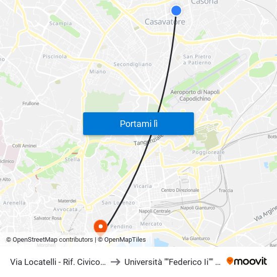 Via Locatelli - Rif. Civico N° 88 to Università ""Federico Ii"" - Diarc map