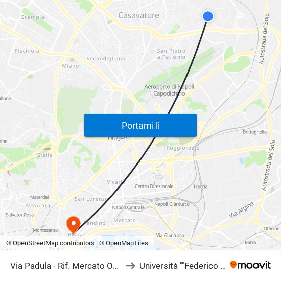 Via Padula - Rif. Mercato Ortofrutticolo to Università ""Federico Ii"" - Diarc map