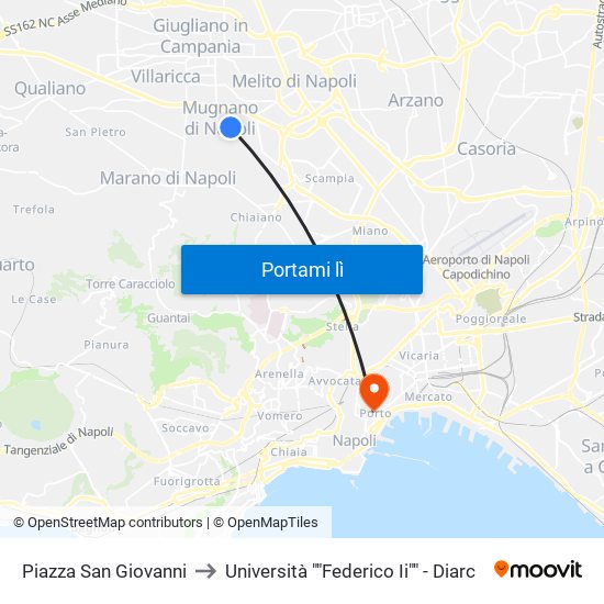 Piazza San Giovanni to Università ""Federico Ii"" - Diarc map