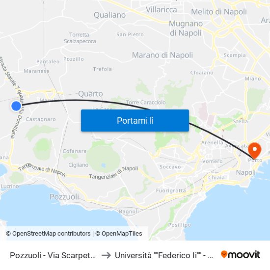 Pozzuoli - Via Scarpetta, 4 to Università ""Federico Ii"" - Diarc map