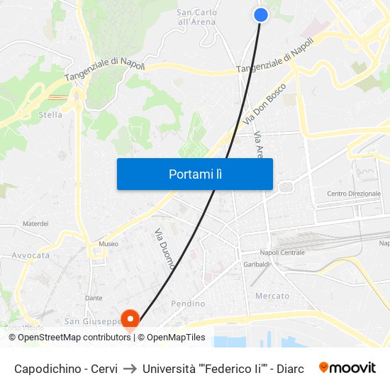 Capodichino - Cervi to Università ""Federico Ii"" - Diarc map