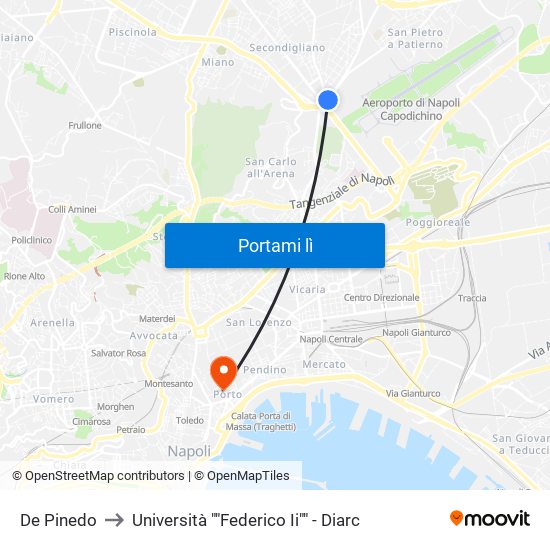 De Pinedo to Università ""Federico Ii"" - Diarc map