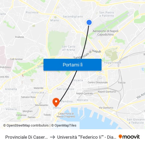 Provinciale Di Caserta to Università ""Federico Ii"" - Diarc map