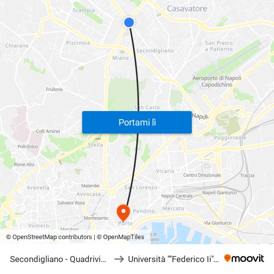 Secondigliano - Quadrivio Arzano to Università ""Federico Ii"" - Diarc map