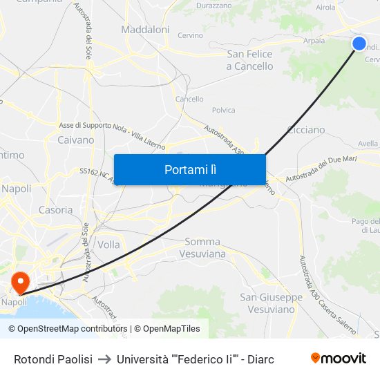 Rotondi Paolisi to Università ""Federico Ii"" - Diarc map