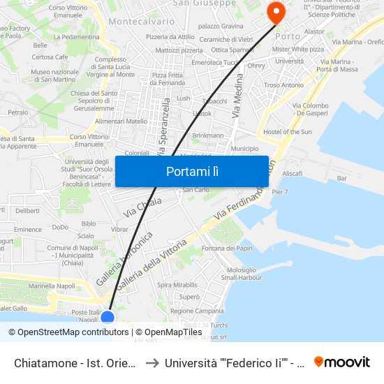 Chiatamone - Ist. Orientale to Università ""Federico Ii"" - Diarc map