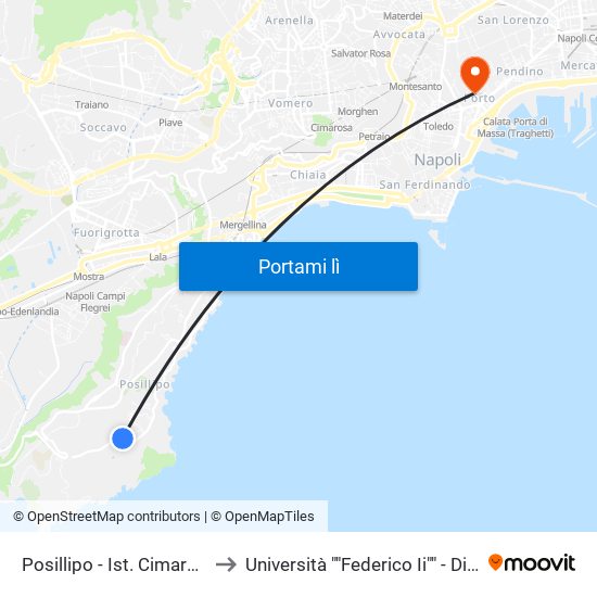 Posillipo - Ist. Cimarosa to Università ""Federico Ii"" - Diarc map