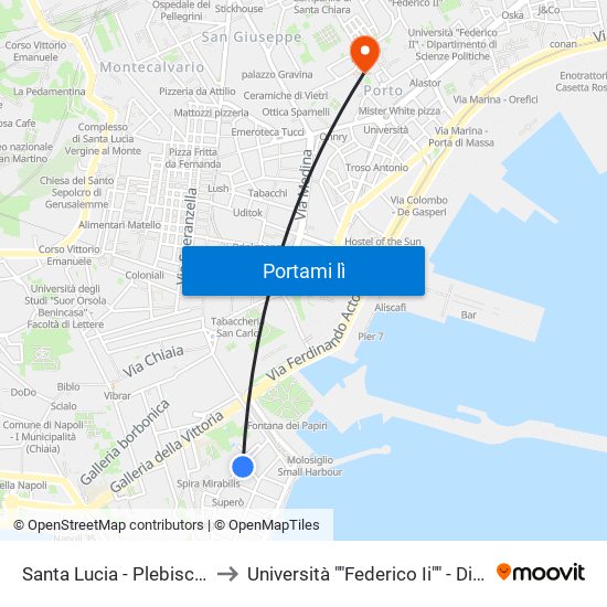 Santa Lucia - Plebiscito to Università ""Federico Ii"" - Diarc map