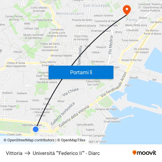 Vittoria to Università ""Federico Ii"" - Diarc map